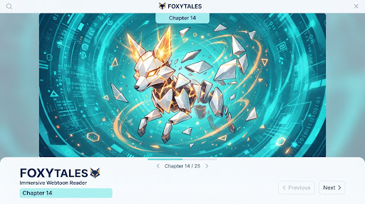 Studio avatar illustration depicting robotic white fox
