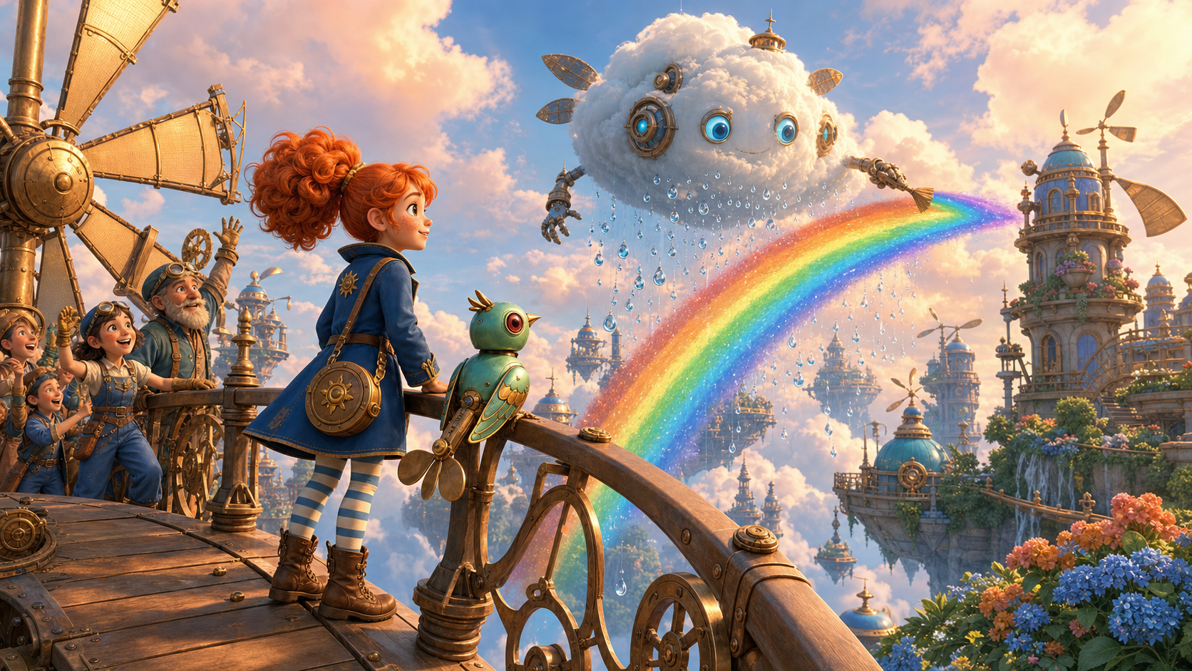 Ein Regenbogen zwischen Türmen