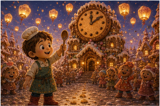 El reloj de galleta vuelve a marcar bajo faroles dulces.