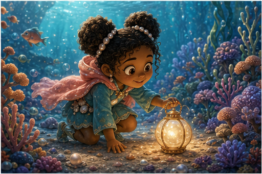 Mina finds a pearl lantern flickering in a coral garden.
