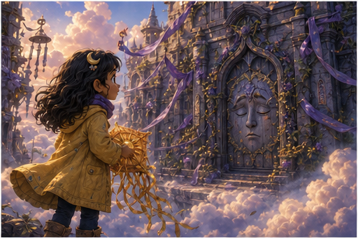 Zia sees sleeping castle gates wrapped in ribbons.