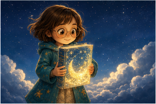 Lilia carries a glass book filled with moonlight.