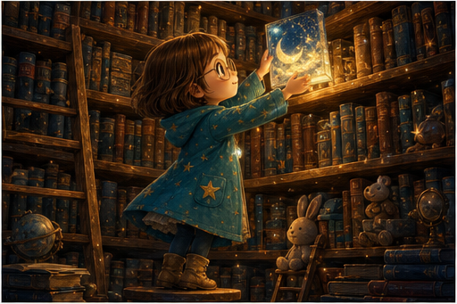 Lilia places moonlight back on the highest library shelf.