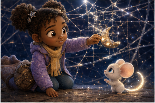Mira finds the Moon Bell caught in a web of starlight.