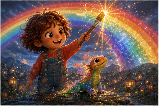 The final rainbow stripe clicks into place like soft light.