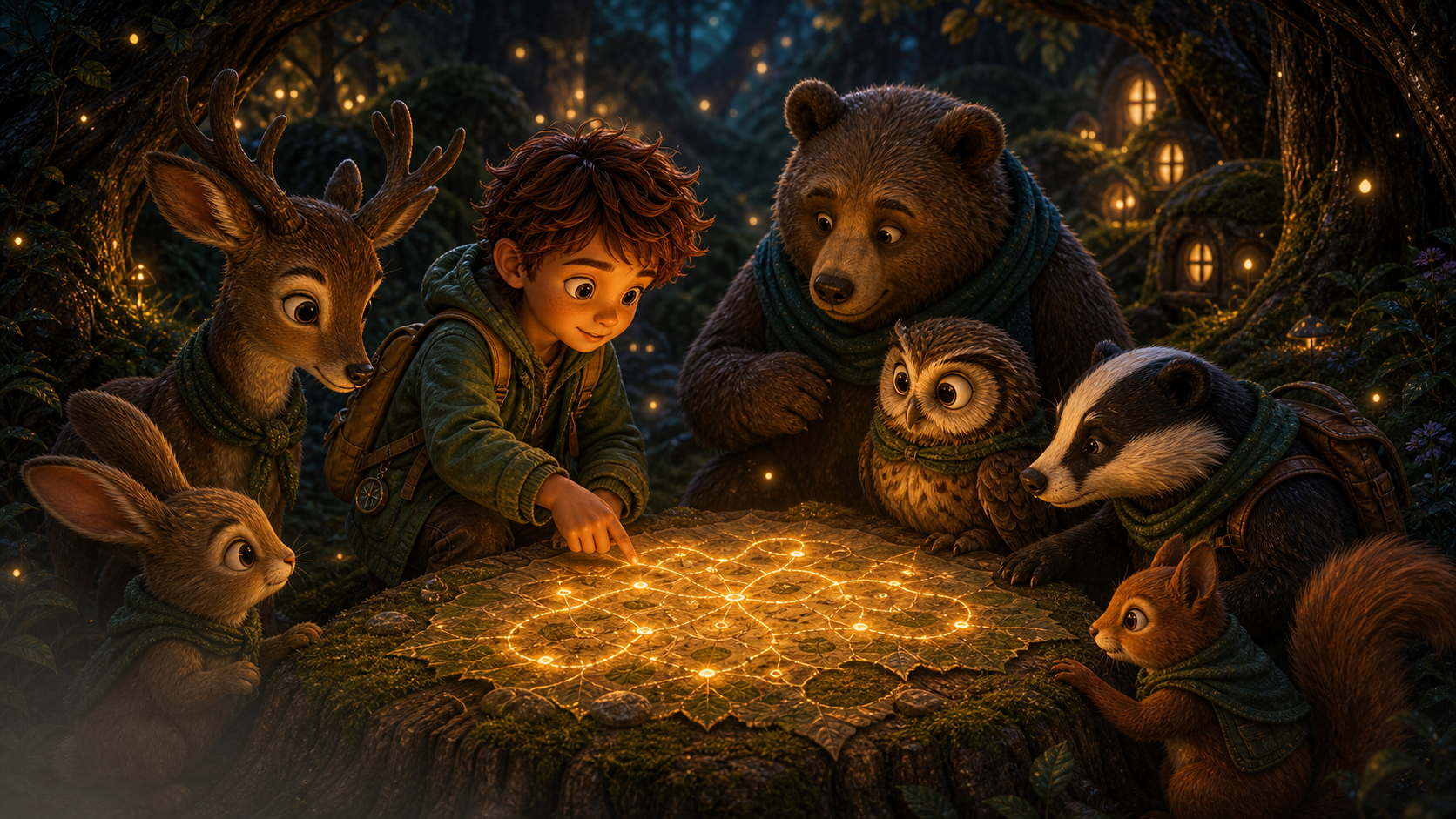 Ari asks forest friends for help reading twisted signs.