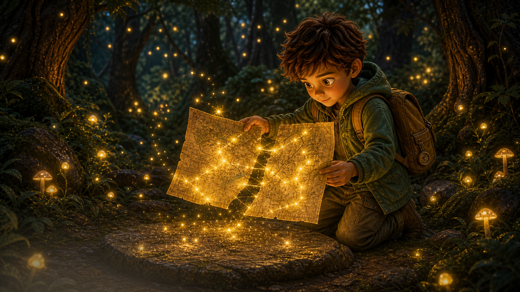 Ari repairs the glow map with firefly sparks.