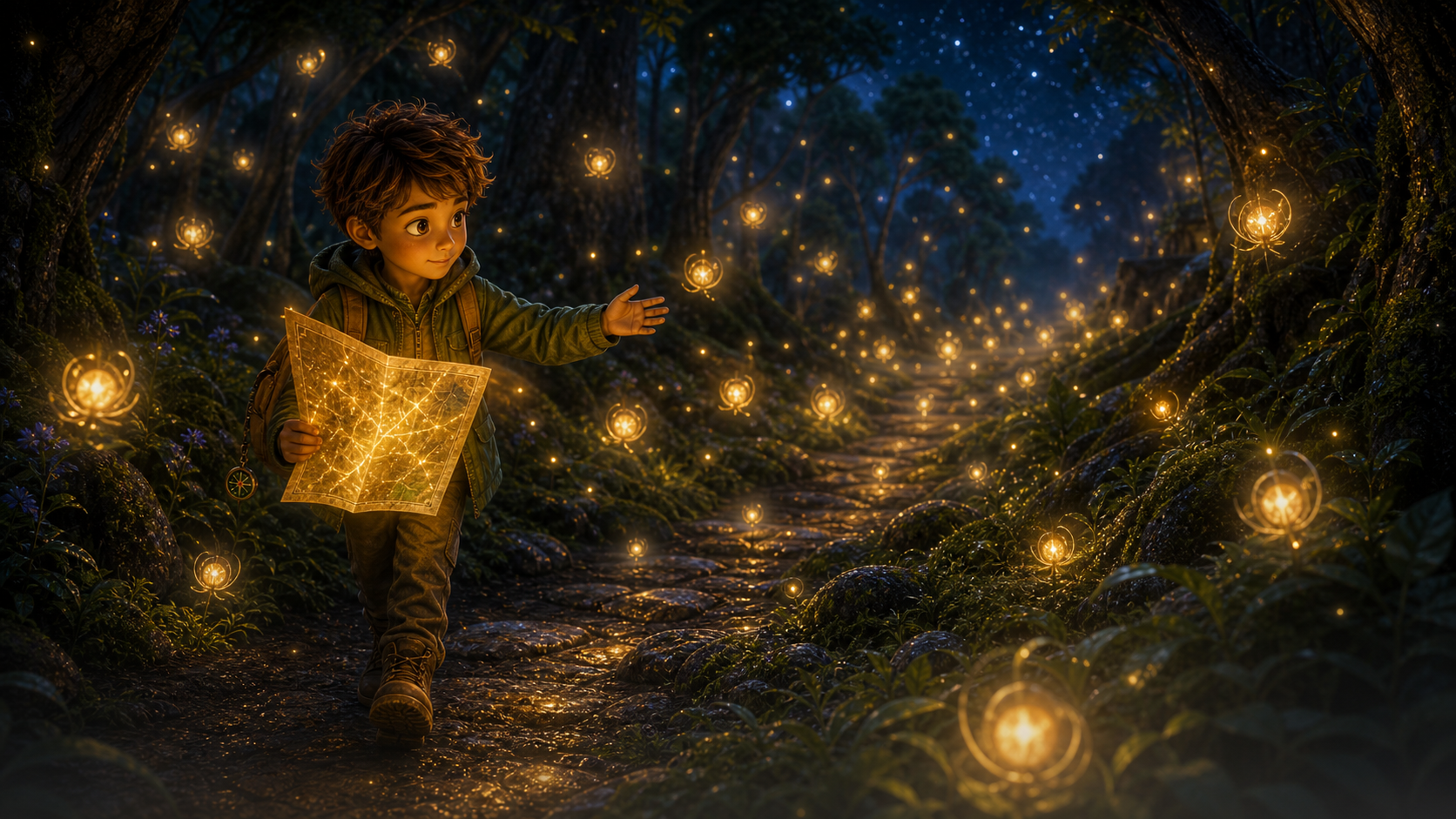Ari guides lost lantern moths back to the forest path.