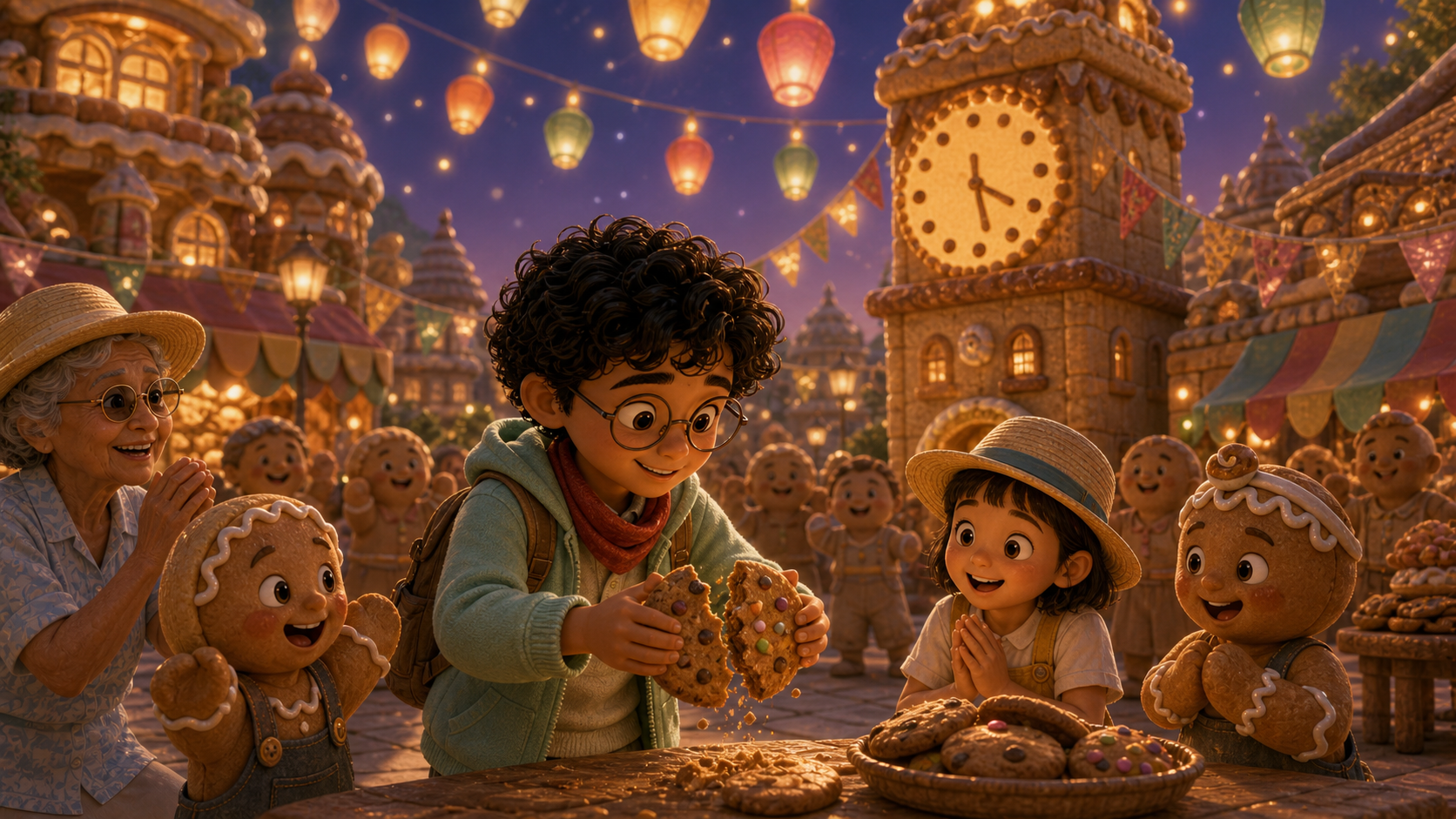 Bo shares the first festival cookie with friends.