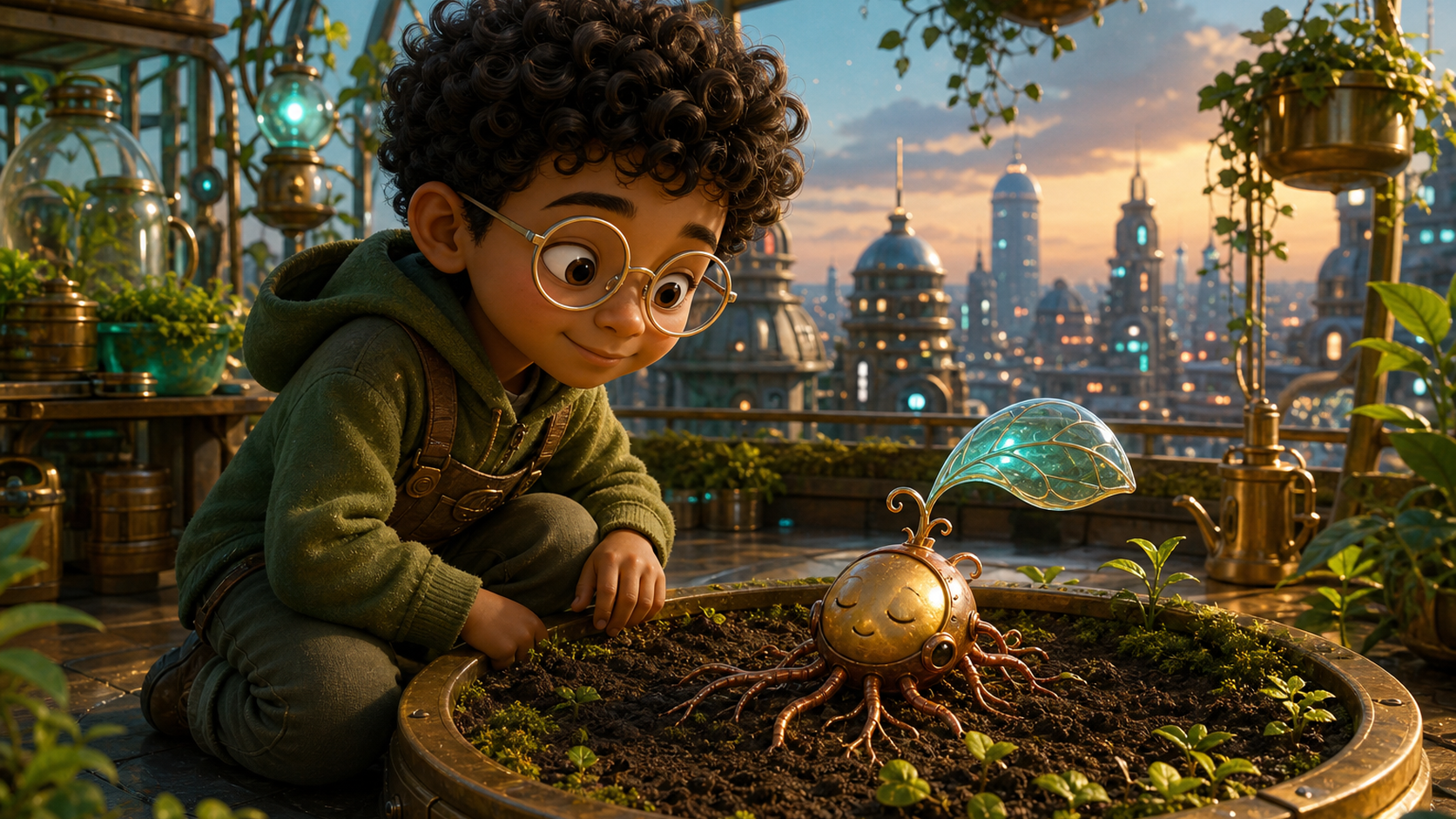 Niko finds a sleepy brass seed in a rooftop greenhouse.